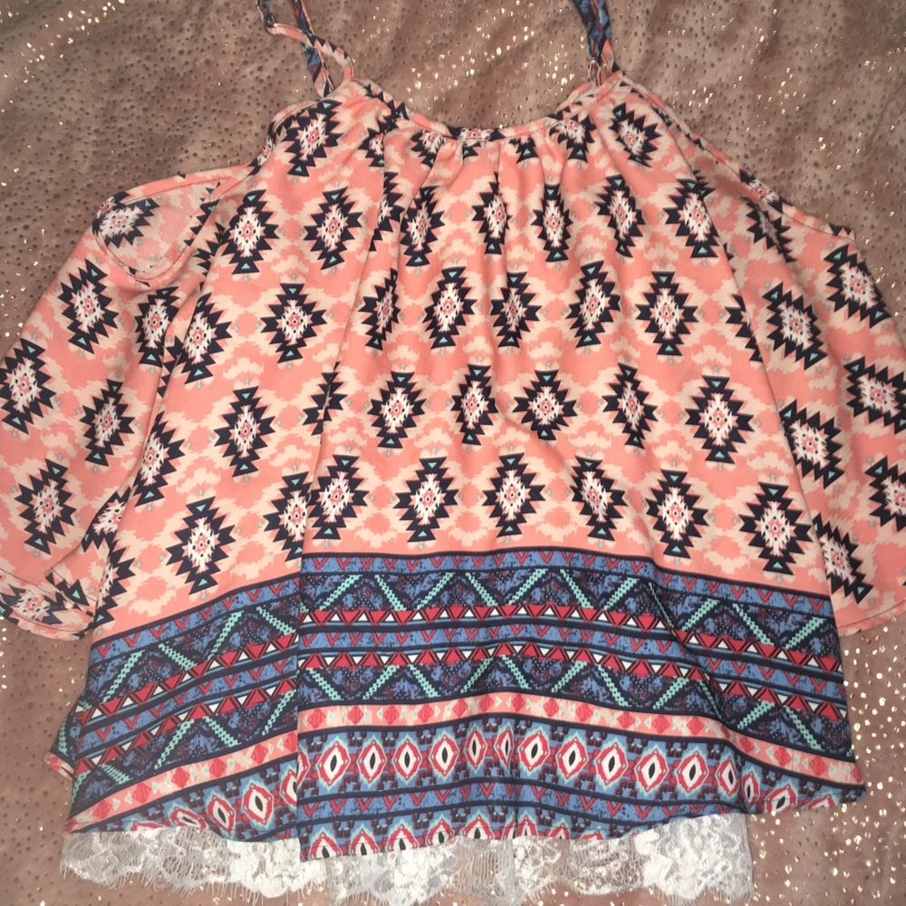 Summer lace detail colorful flowy off the shoulder